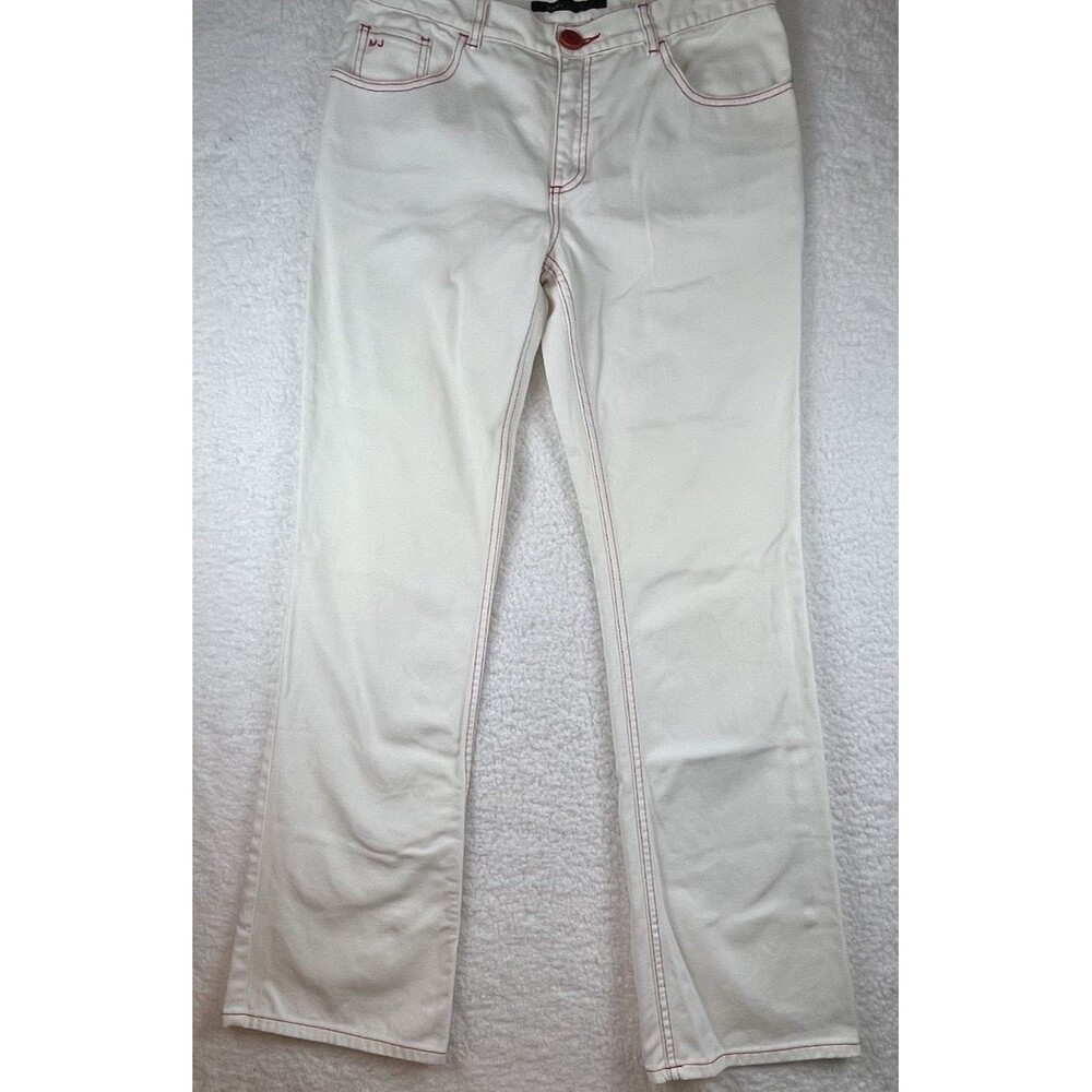 Marc Jacobs Jeans Womens 10 White Flare Red Contrast Stitching Designer Chic